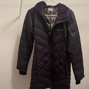 Black Columbia OmniHeat long puffer jacket size small